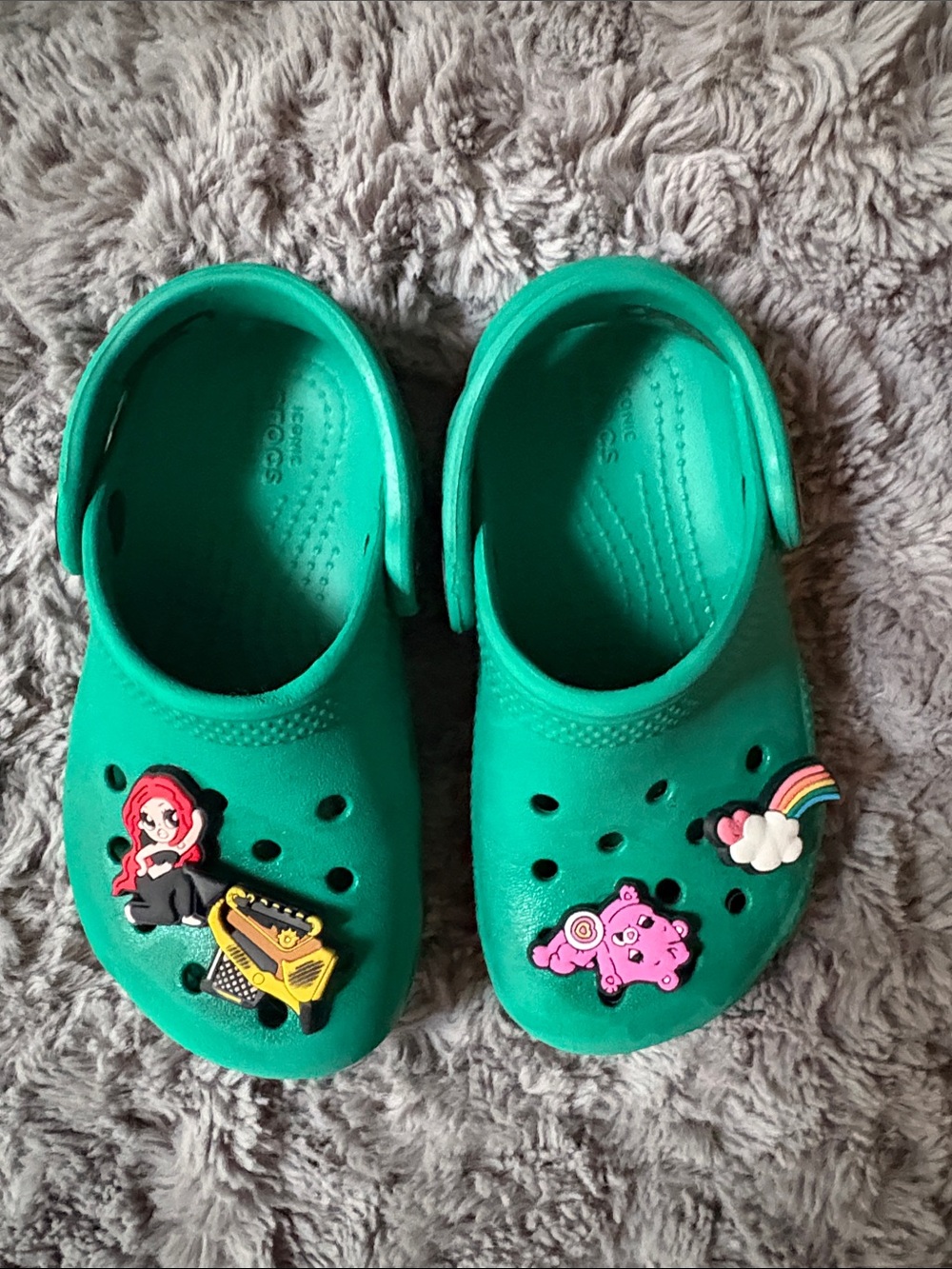 Kids Teal Croc Shoes with Charms